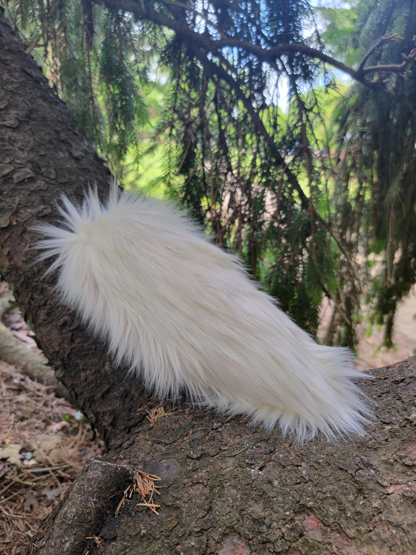 White Faux Fur Fox Tail for Cosplay