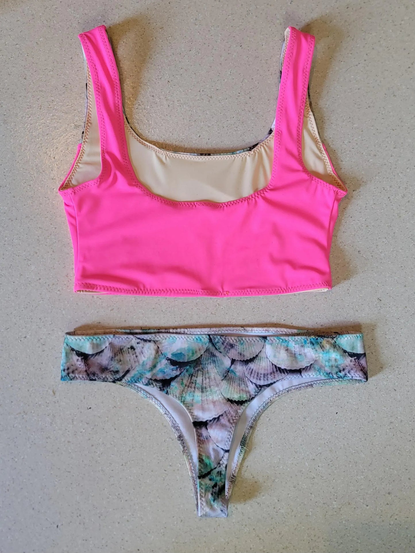 Seashell Pattern Thong Bikini Set